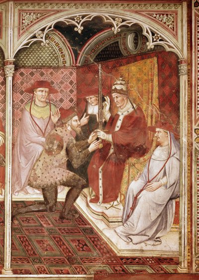 Story of Pope Alexander III, the Pope giving the sword to Doge Ziani by Aretino Luca Spinello or Spinelli